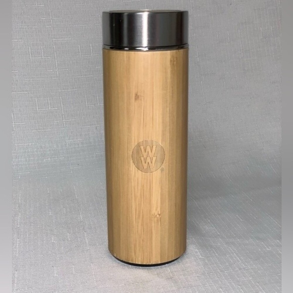 Weight Watcher Bamboo Tumbler Double Mounted Stainless Steel Hot Cold Coffee Tea